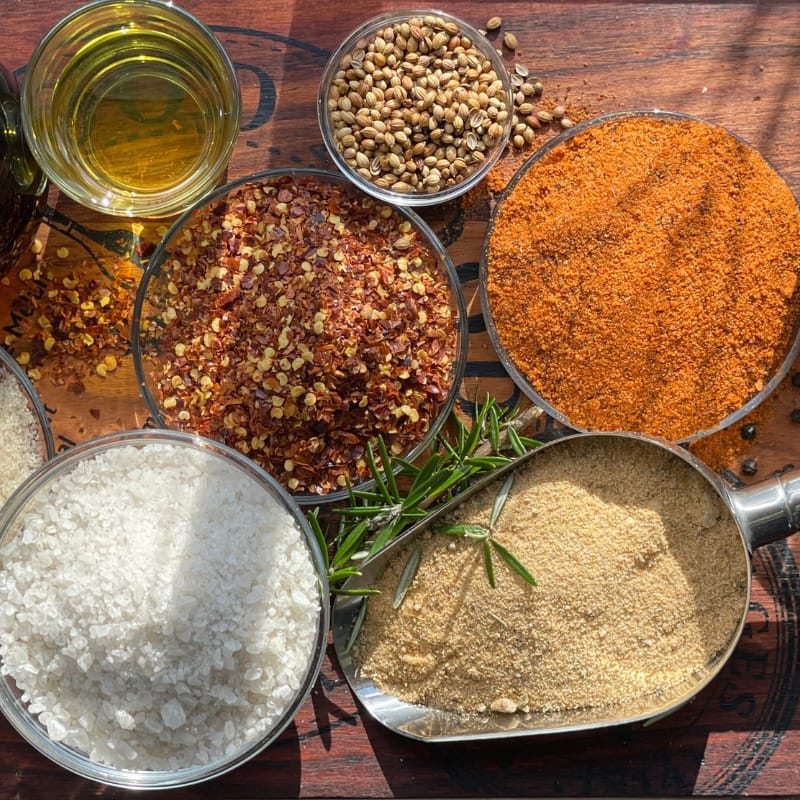 Tokoloshe spice mix arranged in bowls